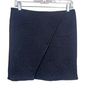 Black Quilted Faux Wrap Mini Skirt No Brand Est Small Medium Y2K Side Zip